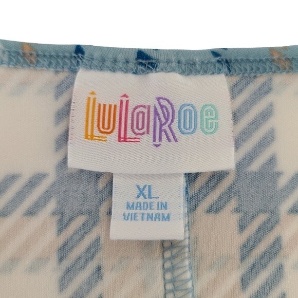 LuLaRoe Dani Tank Sleeveless Maxi Dress Blue Tan White Plaid Sundress Size XL - Picture 8 of 9